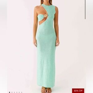 PepperMayo Offshore Knit Maxi Dress Pastel Green